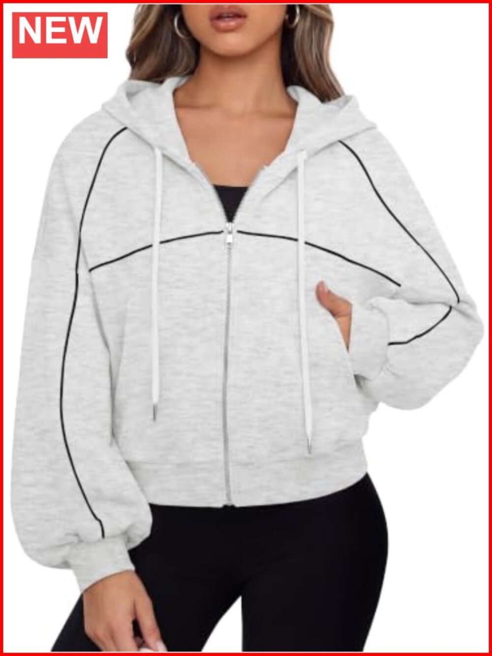 Women Cropped Zip Up Hoodie Striped Long Sleeve Sweatshirt Fall Layer